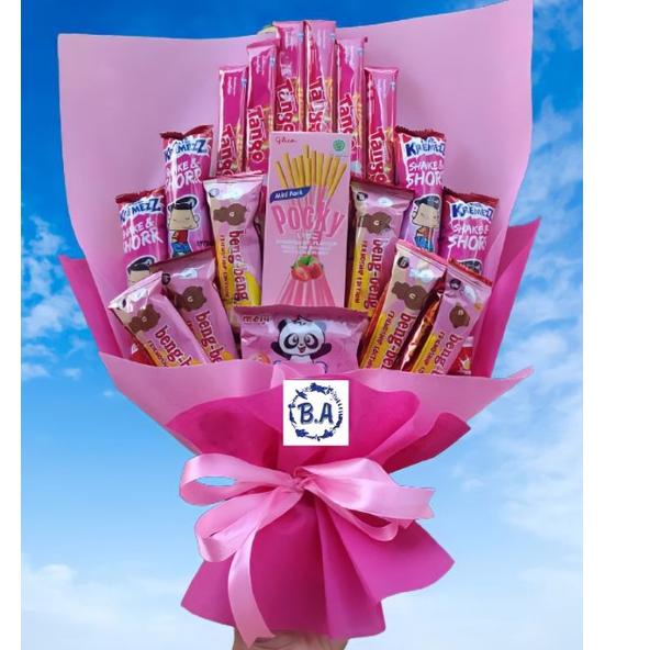 

ㅀ (S) BUKET PINK CANTIK POCKY/Anniversary/bingkisan Snack Ulang Tahun/Ultah/Wisuda HOT ITEM 2277 ✦