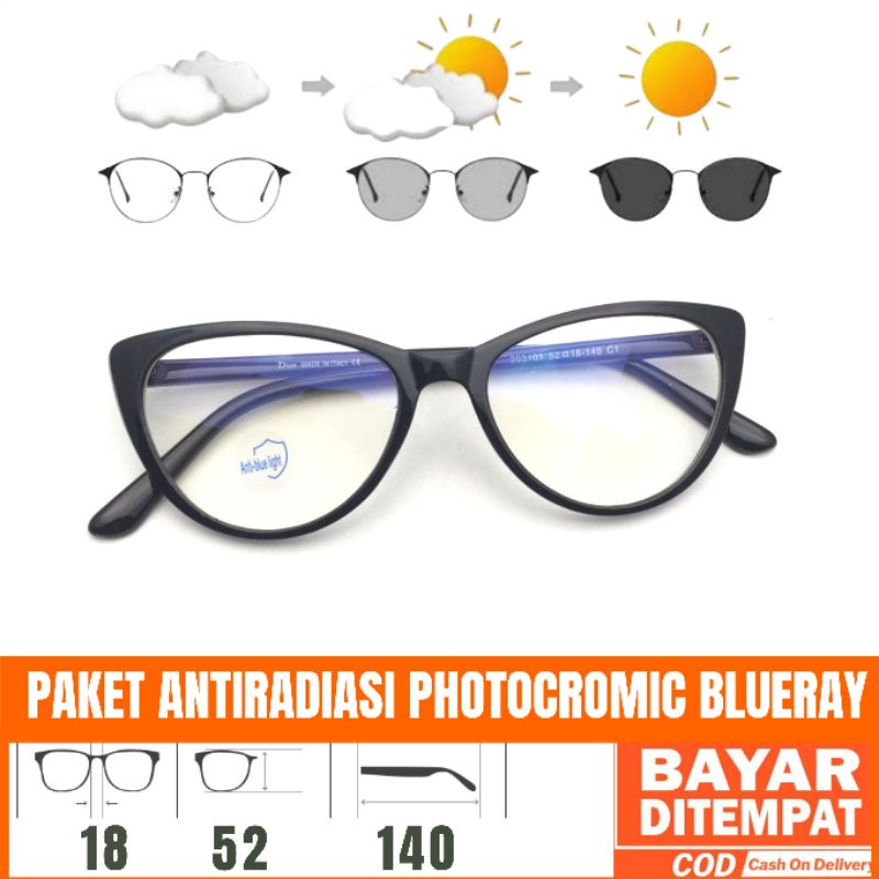 Paket Kacamata 203101 Lensa Antiradiasi Photocromic Blueray