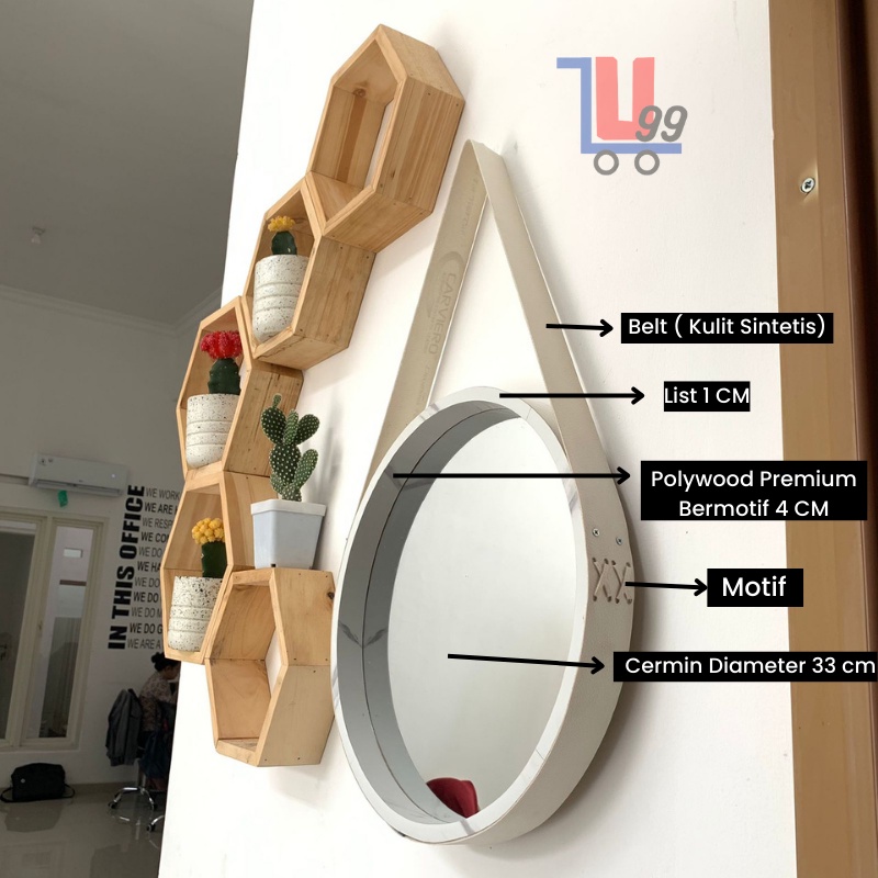 Cermin Bulat Gantung Aesthetic Cermin Dinding Gantung Minimalis Sabuk Strap Warna Kayu Dekorasi Dinding Estetik Unik Perlengkapan Dekorasi Kaca Untuk Selfi Cermin Untuk Kamar Kaca Dandan Rias Estetik Hanging Mirror Premium Termurah