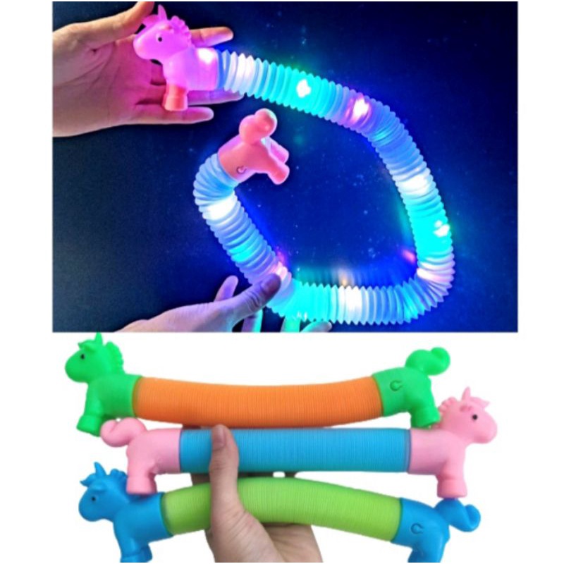 Pop Tube Unicorn LED Tubes Mainan Anak Tabung Fidget Toy Stress Relief -  Mainana Anak Unicorn LED
