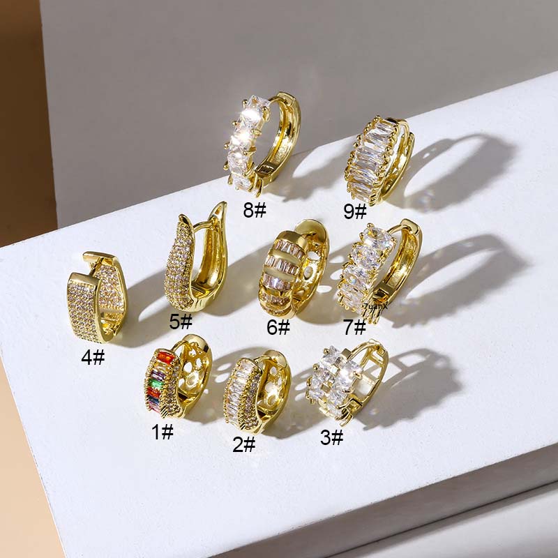 1 Pc Anting Tindik Bulat 10mm Hias Batu Zircon Untuk Wanita 20Gauge