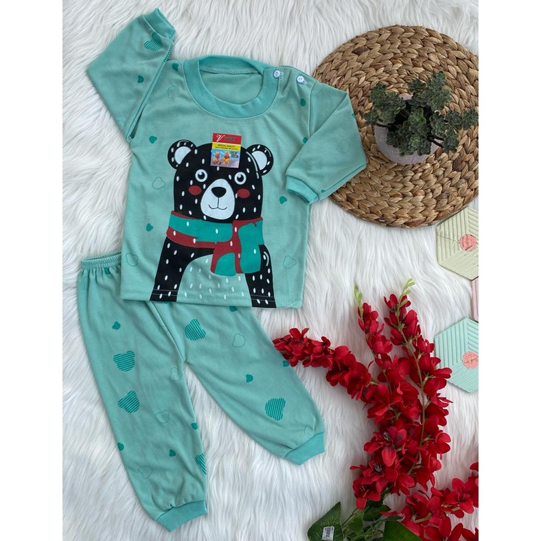 baju anak lucu murah panda bear dasar warna setelan 3-18 Bulan (RG133)