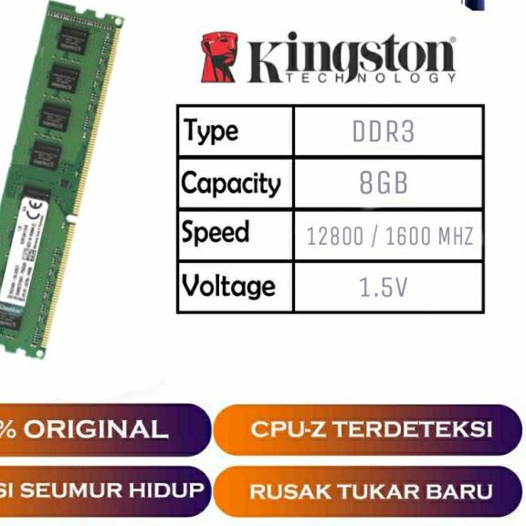 KINGSTON LONGDIMM 8GB DDR3 1600MHZ - KVR16N11/8