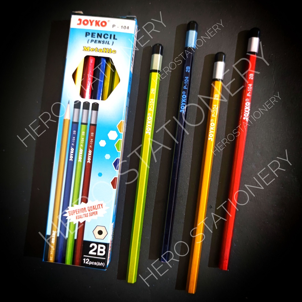 

Pensil 2B joyko metallic P-104 . 12 unit