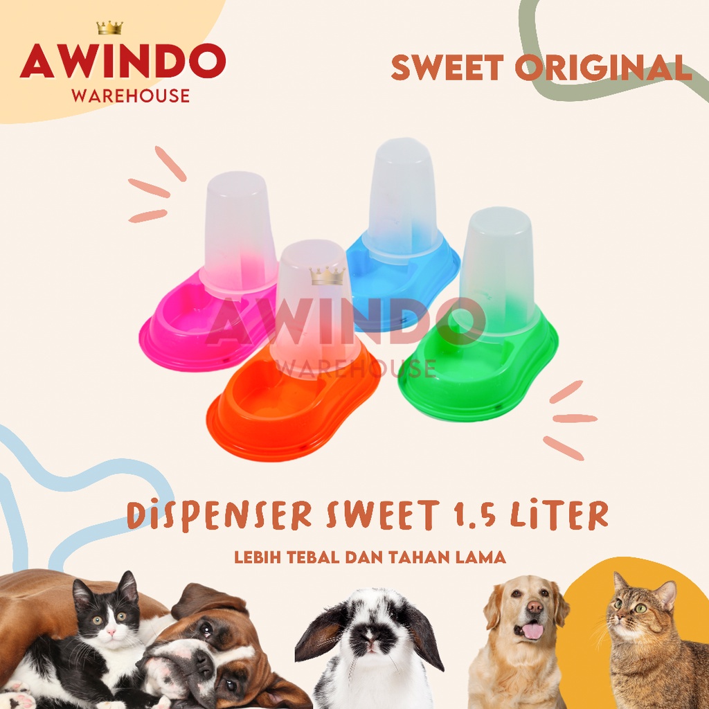 DISPENSER 1.5L -  Tempat Dispenser Pakan Makanan Kucing Anjing Kelinci Pet Dispenser