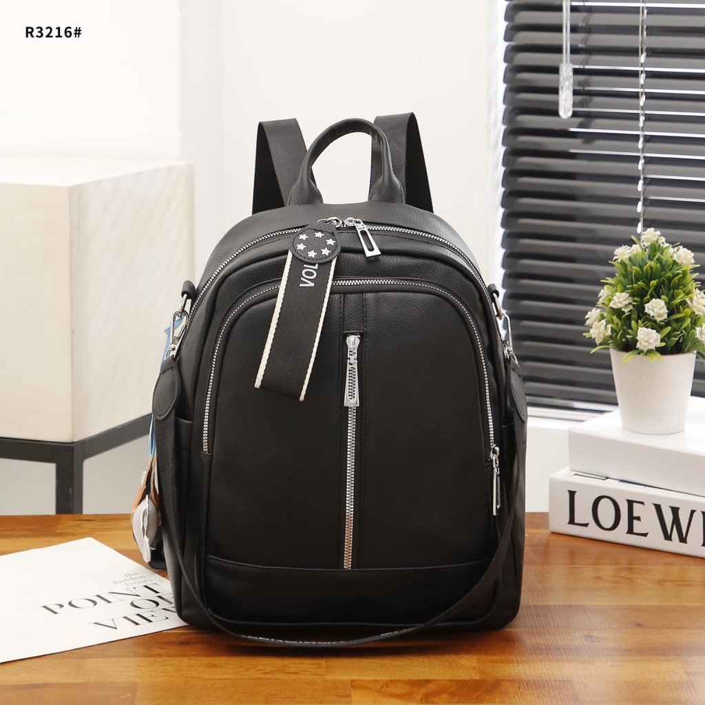 BG  Backpack Leather Zip Silver Hardware R2920 R3216 R3217 R3219