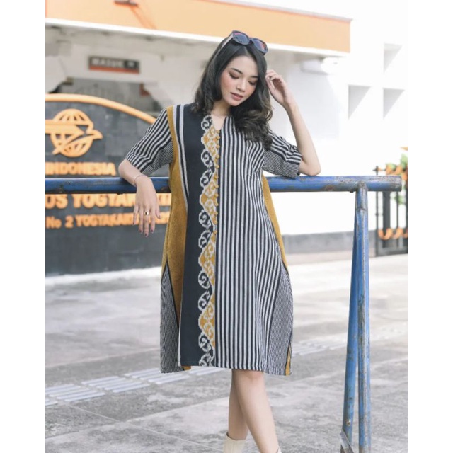 dress tenun - dress simpel - dress rumahan - dress longgar