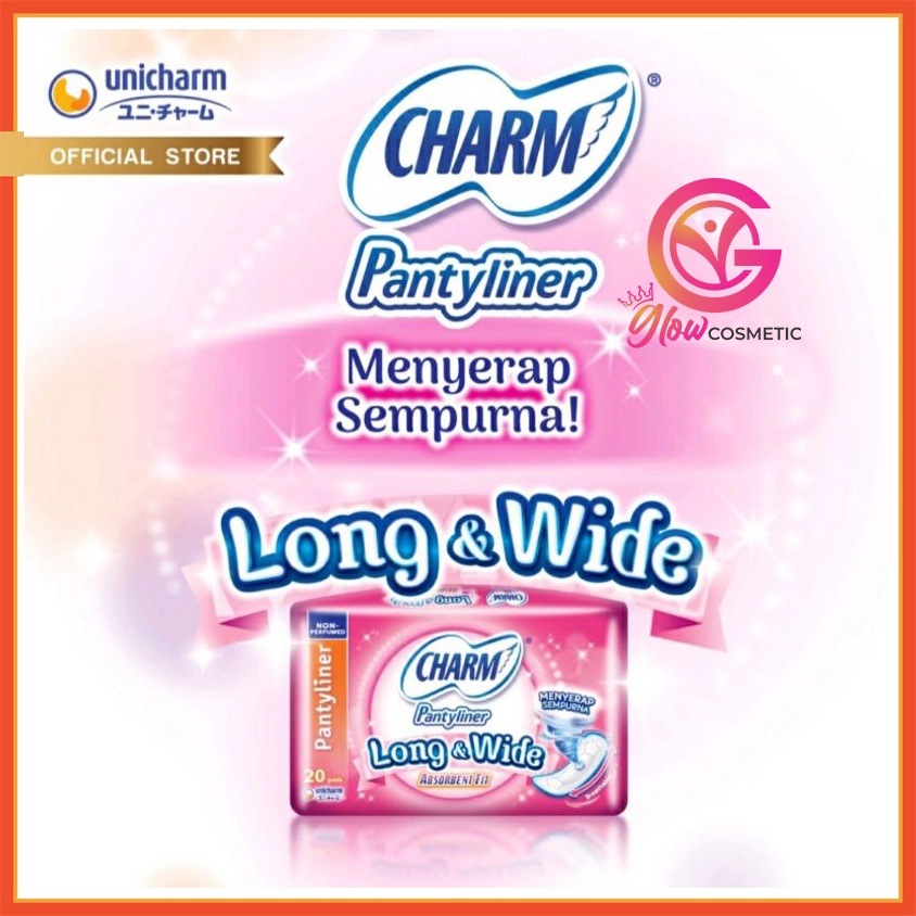 CHARM PANTYLINER LONG &amp; WIDE ABSORBENT FIT 20PADS