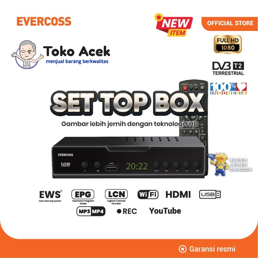 Evercoss Set Top Box Pro / Evercross Max STB TV Digital Full HD-original