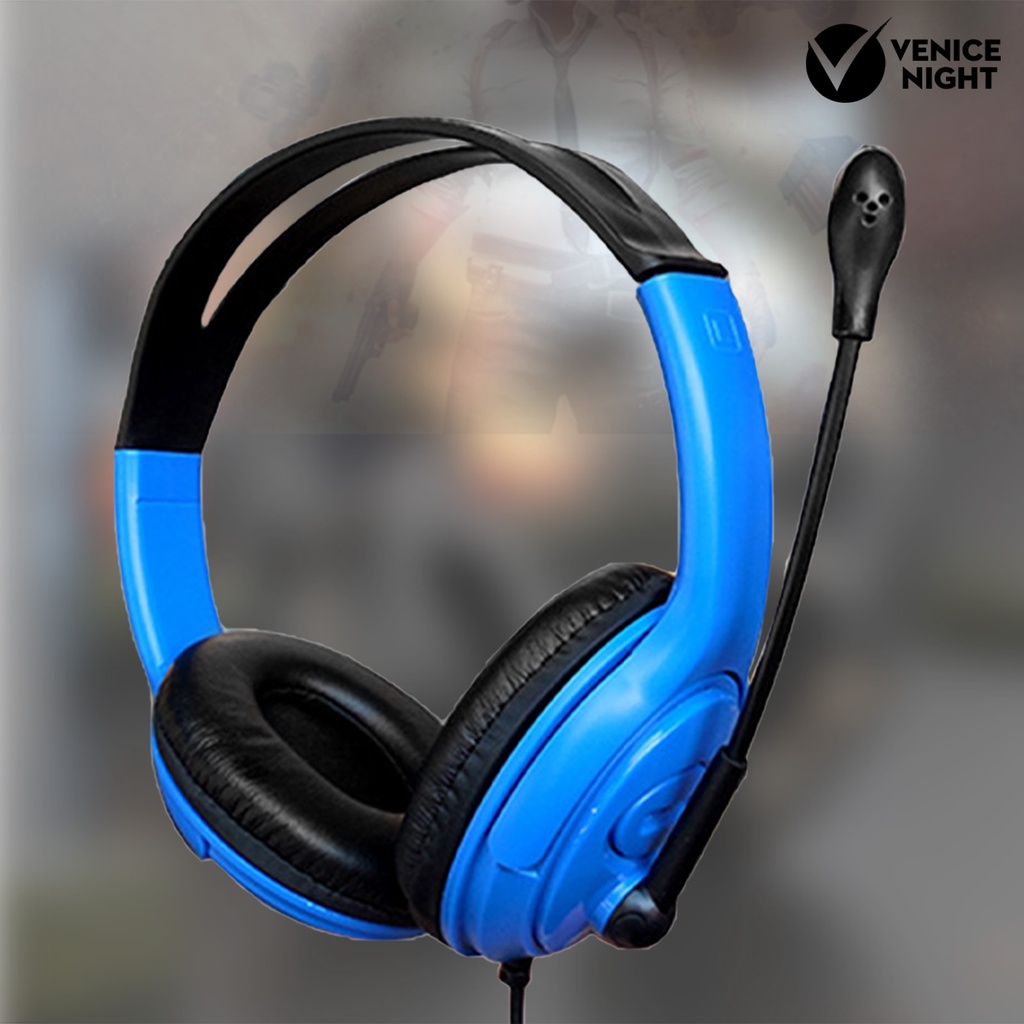 (VNEP) (Berkabel) 3.5mm Universal Headphone Head-mounted Gaming Headset dengan High Clarity Microphone untuk Komputer