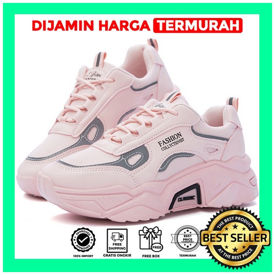 Pvn Fashion Gaya Kekinian Sepatu Sneaker Sneakers Casual Wanita Cewek Dewasa Original Ori Hitam Puti