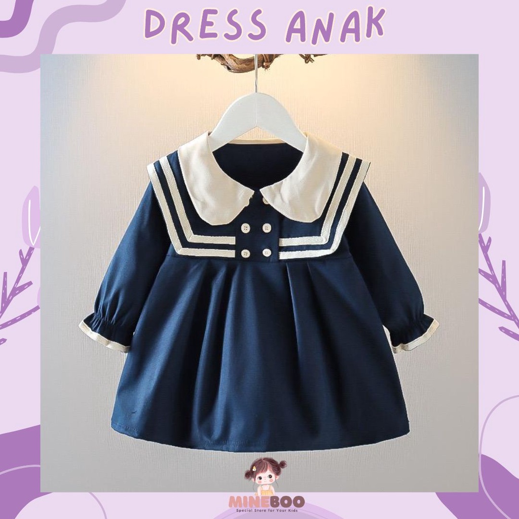 mineboo DRESS YEONA EBV Baju Dress Anak Perempuan Import ress anak/Bayi Perempuan Gaun bayi Rok Anak tipis Pakain anak perempuan cewek inport dress pesta anak cew lucu