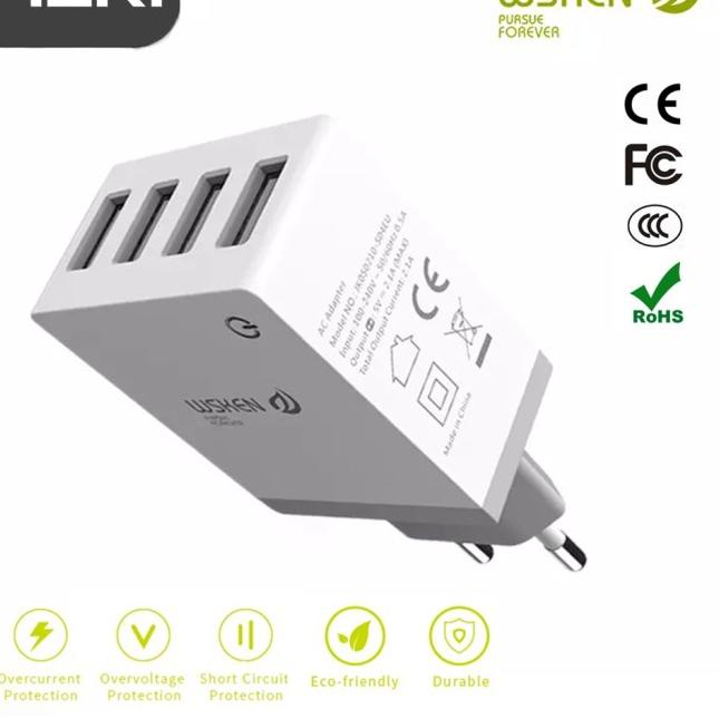 Fieri Wsken Safe 4 USB Ports Charger Adaptor Adapter Fast Charging