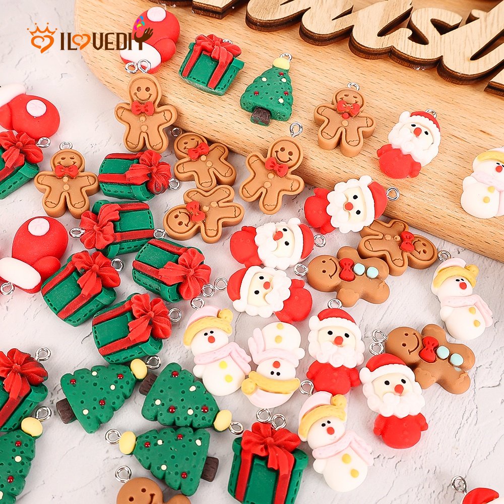 1pc Liontin Bentuk Gingerbread Man Bahan Resin Untuk Membuat Perhiasan Anting Gelang Gantungan Kunci