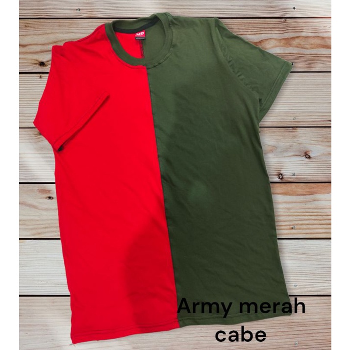 kaos oblong belah dua warna