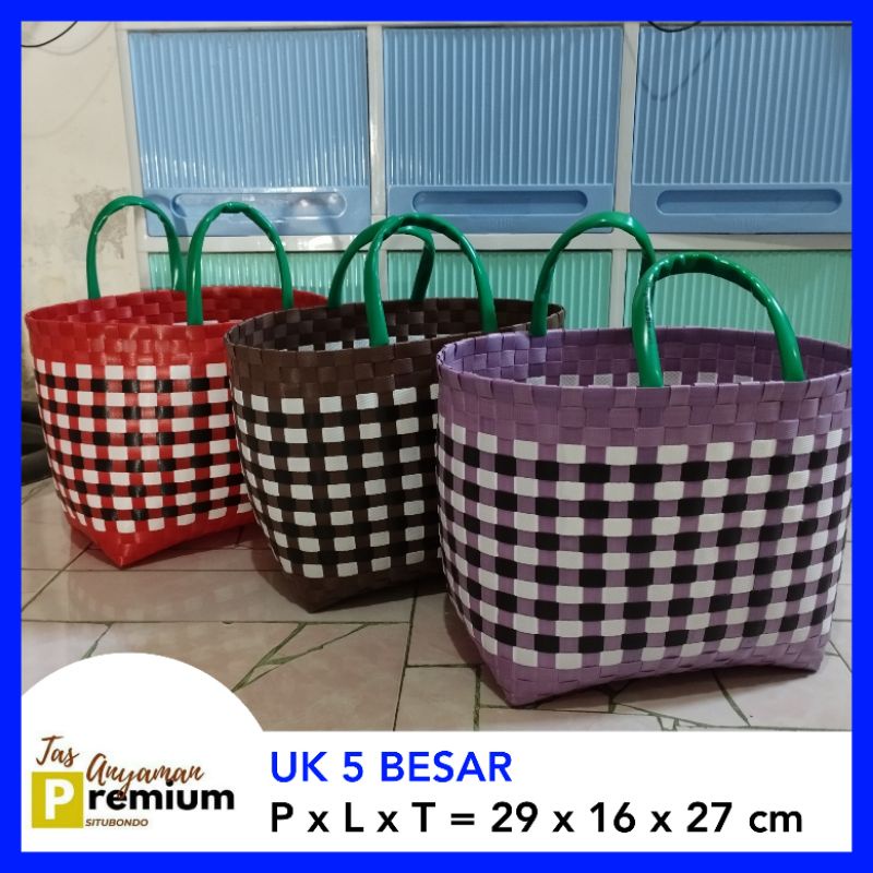 (UK 5) Sarung (29x16x27cm) Tas Anyaman Premium Situbondo/tas pasar/tas belanja/tas wanita