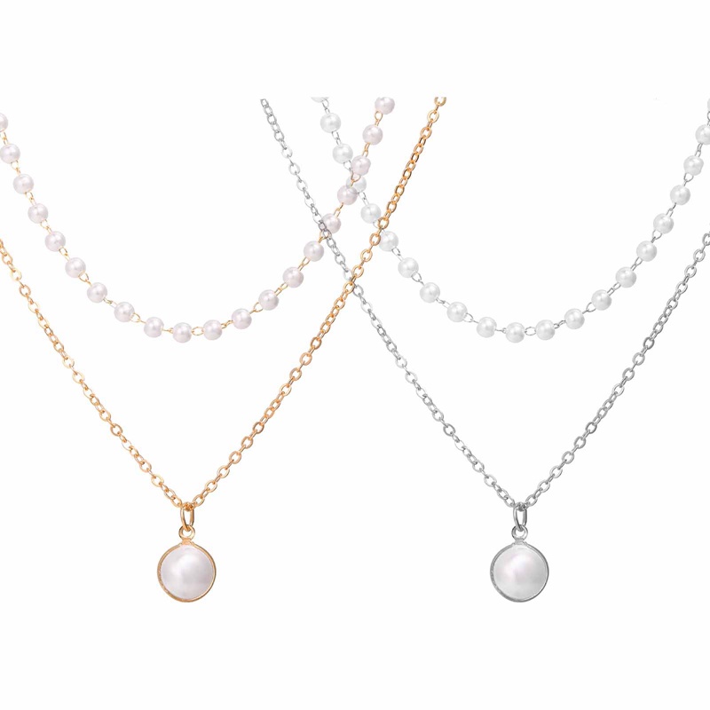 Fancyqube Kalung Choker Rantai Manik-Manik Mutiara Liontin Hati Berlapis Gaya Korea Untuk Wanita