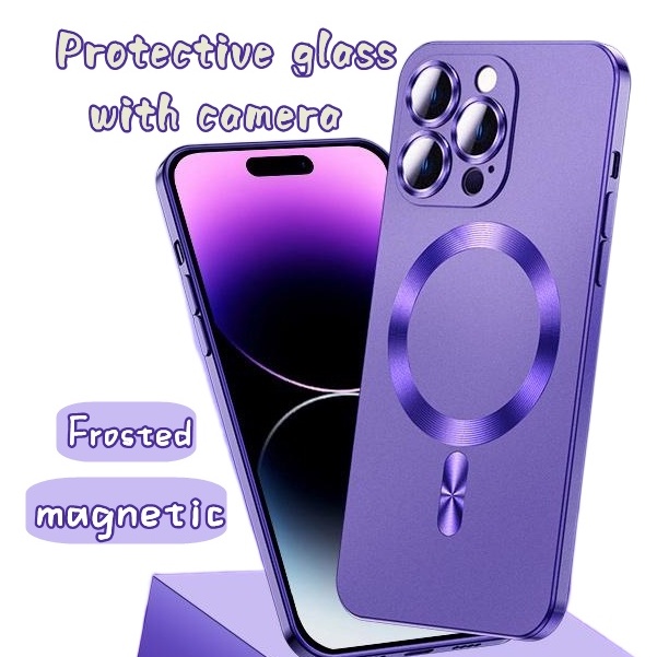 Interstellar series magnetic case for iPhone 14 Pro Max 12 Pro Max 13 Pro Max, metallic paint coating with camera lens protective film iPhone 13 frosted mobile phone soft case