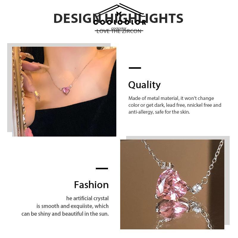 COD❤️kalung cinta mewah yang manis dan ringan  kalung liontin zirkon  desain niche wanita- cl