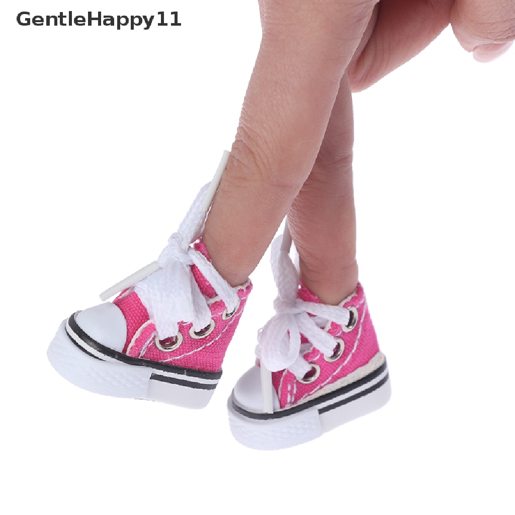 Gentlehappy 3.5cm Sepatu Jari Mini Kanvas Mainan Boots Lucu 1per6 Sepatu Boneka Skateboard Shoe id