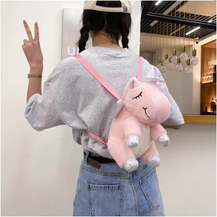 （COD)Tas Ransel Fashion Motif Kartun Karakter Hewan Warna Pink  Unicorn Anak &amp; Dewasa