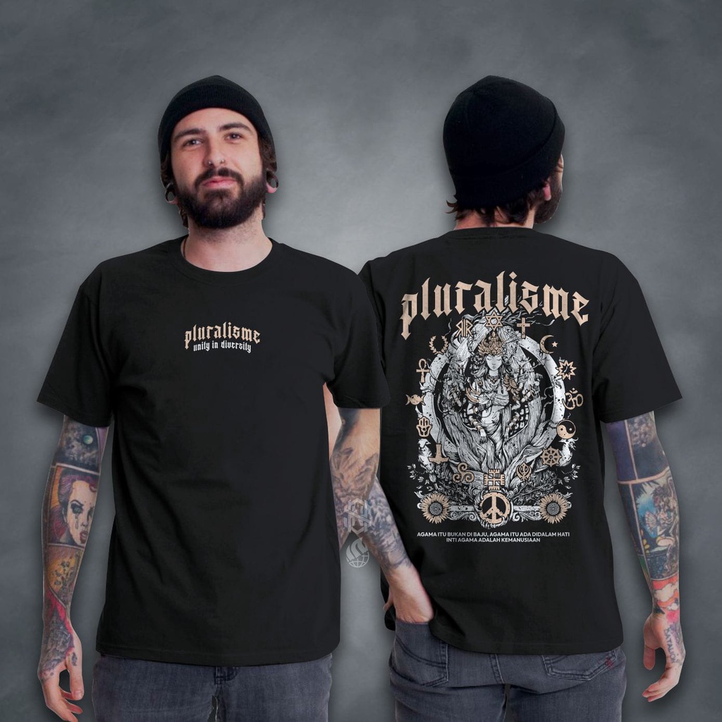 Kaos Distro Pluralisme Unity In Diversity Baju Toleransi Beragama Pakaian Dewasa