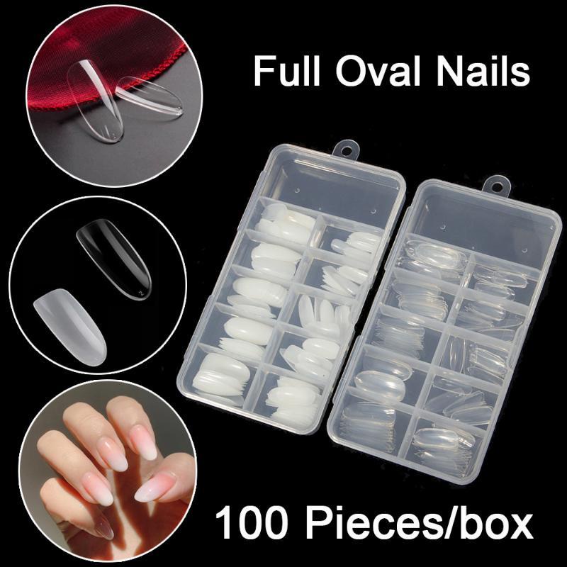 100pcs kuku Palsu fake nails kupal coffin short oval long oval halftip 100pcs Transparan Natural