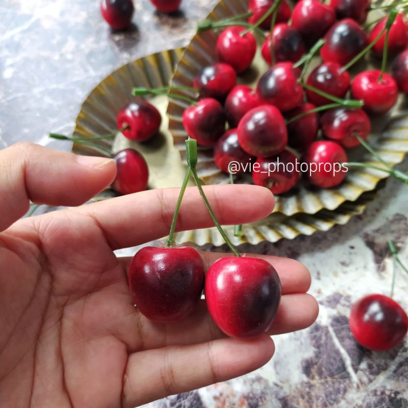 CHERRY GANDENG CHERRY ARTIFICIAL PROPERTI FOTOGRAFI 1 pack (5 pasang/gandeng)