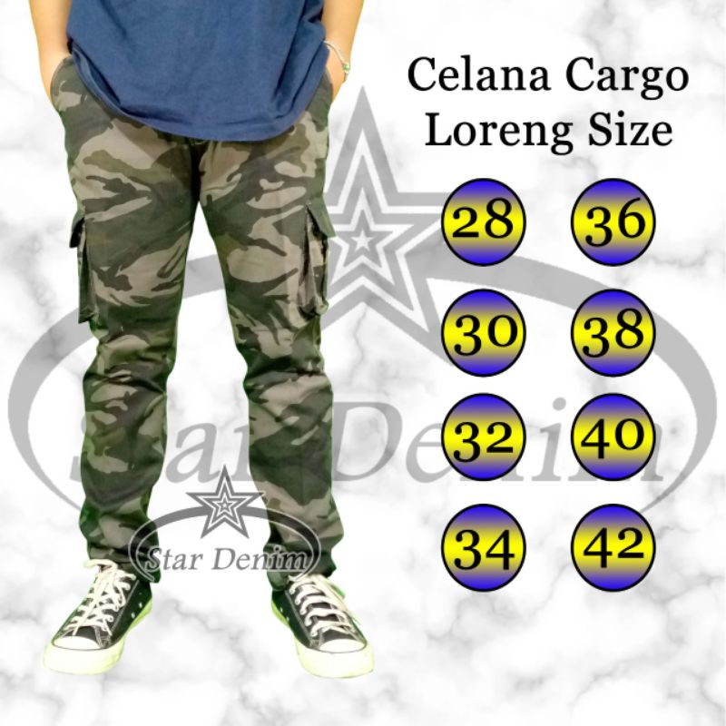 Celana Cargo Loreng Panjang Pria Star Denim Terbaru Premium / Celana Cargo Loreng Star Denim Terlaris / Celana Cargo Loreng Pria / Celana Cargo Loreng Pria Kanvas 28-42