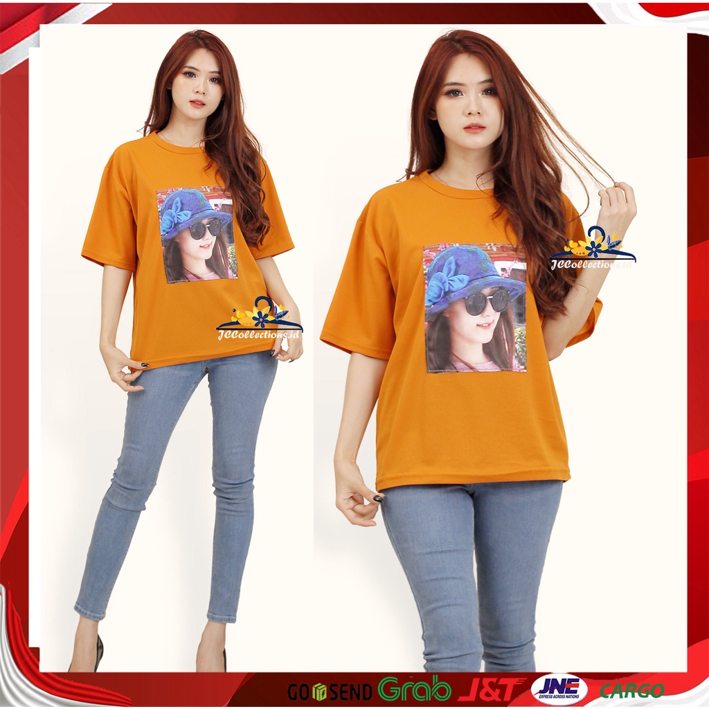 Kaos Wanita Jumbo Oversized Lengan pendek Wanita  Gaya Korea print DTF Indrarini - JCCollections