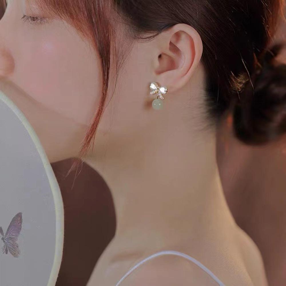 Mxbeauty Mutiara Stud Earring Temperamen Gadis Busur Mini Indah Alloy Gaya Korea Earrings