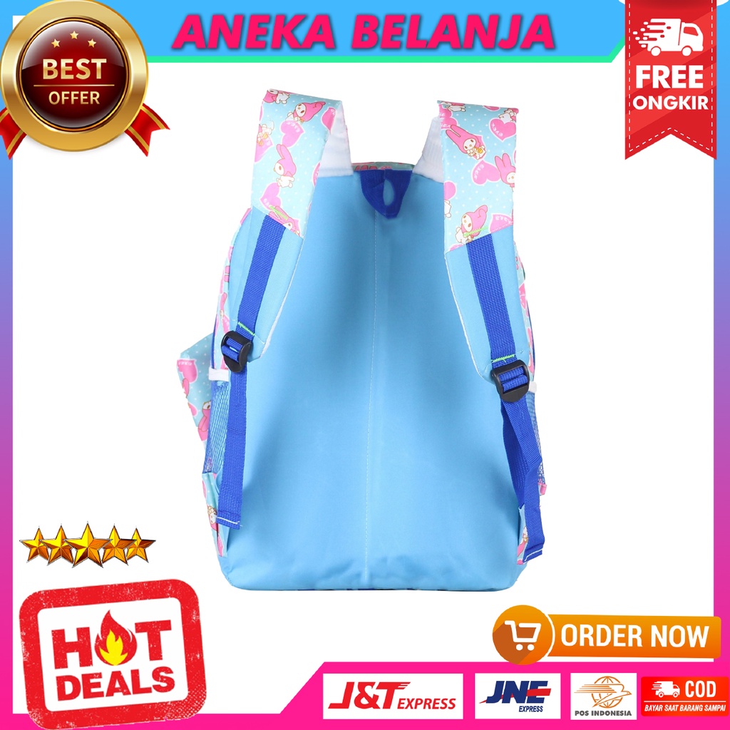 RANSEL SEKOLAH ANAK PEREMPUAN CAHAYA KITTY PINK BIRU TAS BERKUALITAS MULTIFUNGSI FREE RAINCOVER