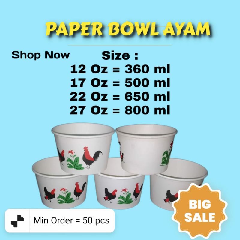 Paper Bowl Ayam Jago Tanpa Tutup