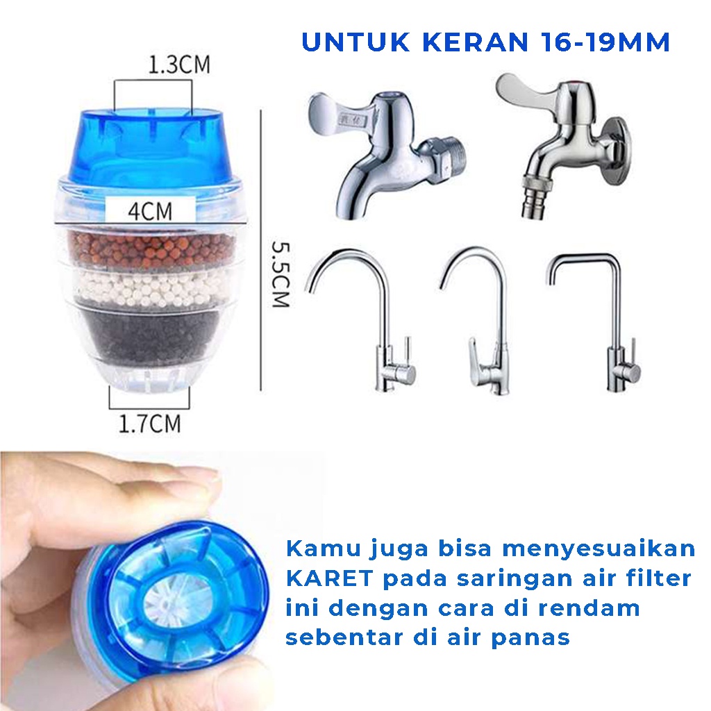 Sambungan Kran Air Faucet 3 Lapis Saringan Pembersih Aer Penyaring Penyambung Ujung Keran wastafel dapur kamar mandi Water Filter | GROSIRXPRESS