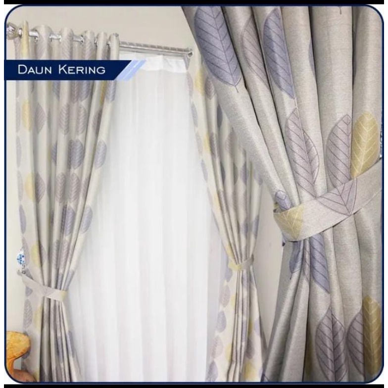 promo gorden murah gorden jendela minimalis gorden pintu hordeng jendela  motif daun kering