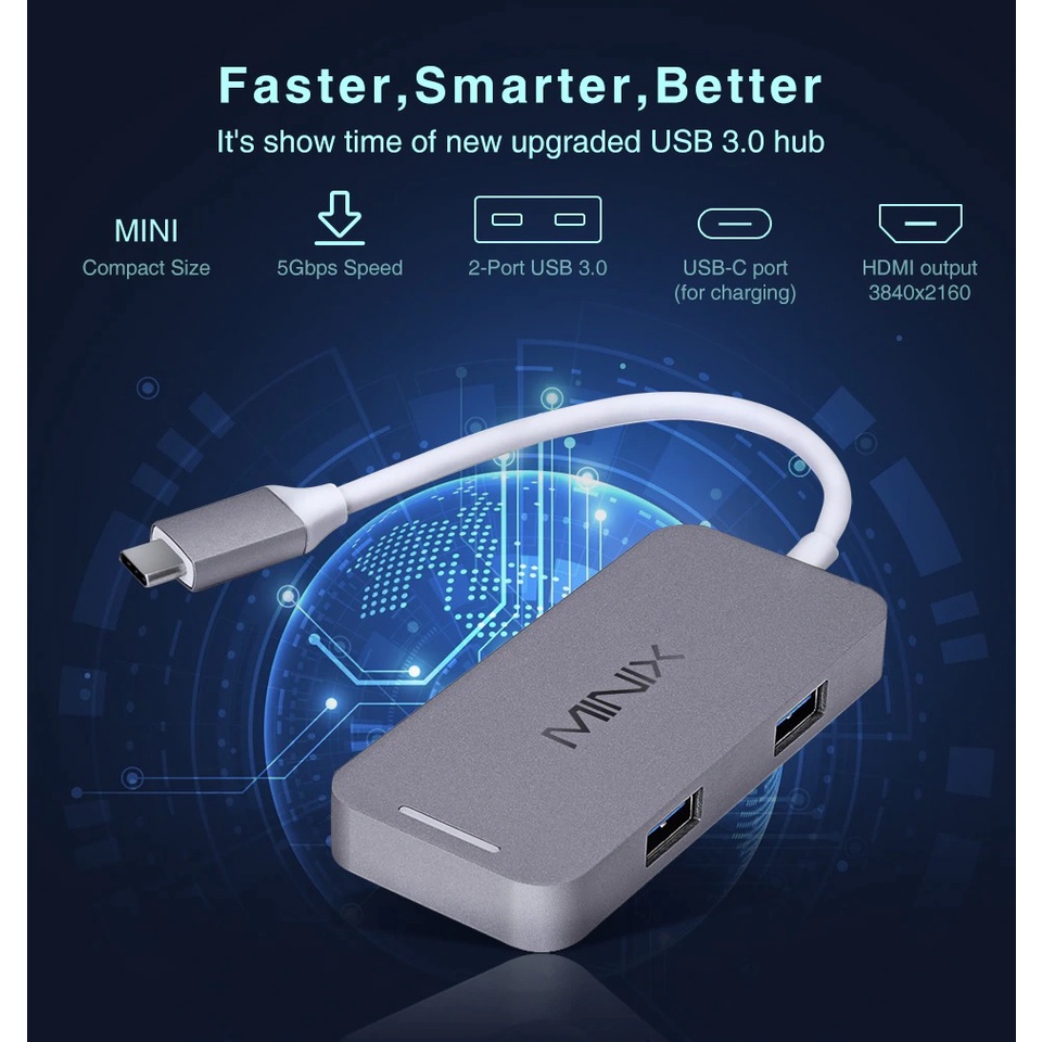 AKN88 - MINIX NEO C Mini - USB-C Multiport Adapter with HDMI Output