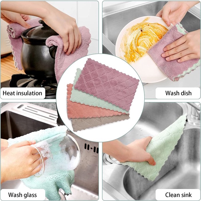 Kain Lap Dapur Piring Kaca Mobil Motor Anti Minyak Microfiber 25x25