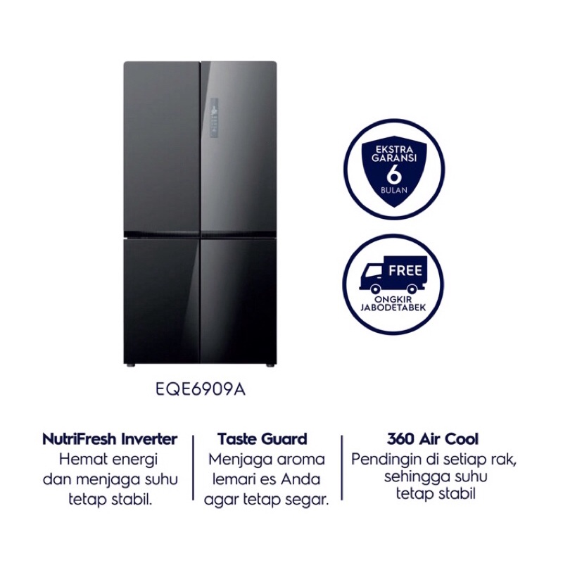 KULKAS ELECTROLUX ALL BLACK PREMIUM MATTE EQE 6909 A