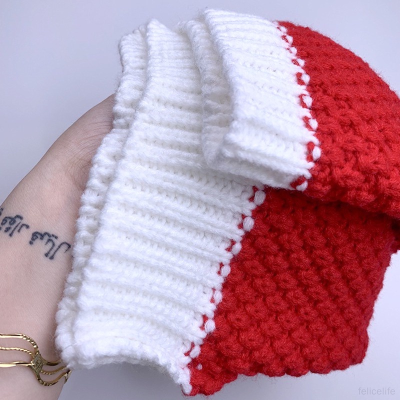 Topi Natal Bahan Rajut Warna Kontras Untuk Pria Dan Wanita