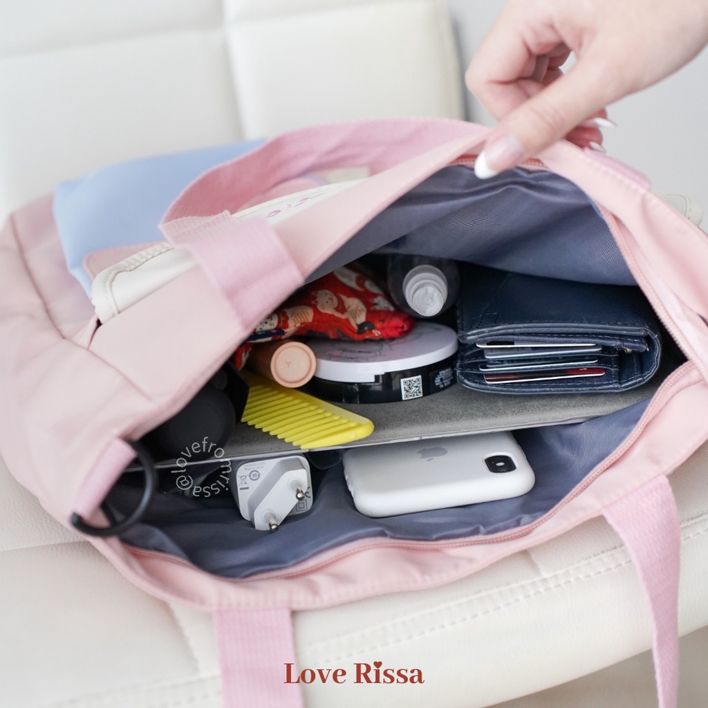 Tas Iris Tas Korean Style Tas Wanita Tas Selempang Tote Bag 2 in 1 Tas Sekolah Tas Cantik Lucu Solid Color Love Rissa