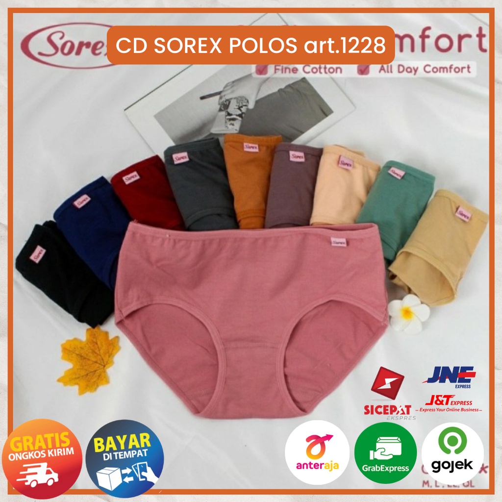 Celana Dalam Sorex 1228 Polos Basic Soft &amp; Comfort Bahan Katun Premium CD Wanita Harga Termurah