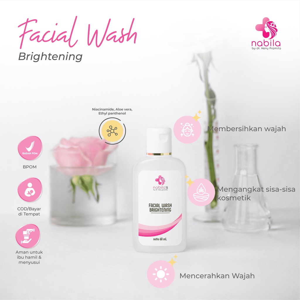 FACIAL WASH BRIGHTENING 60 ML | NABILA | NABILA SKINCARE | NABILASKINCARE