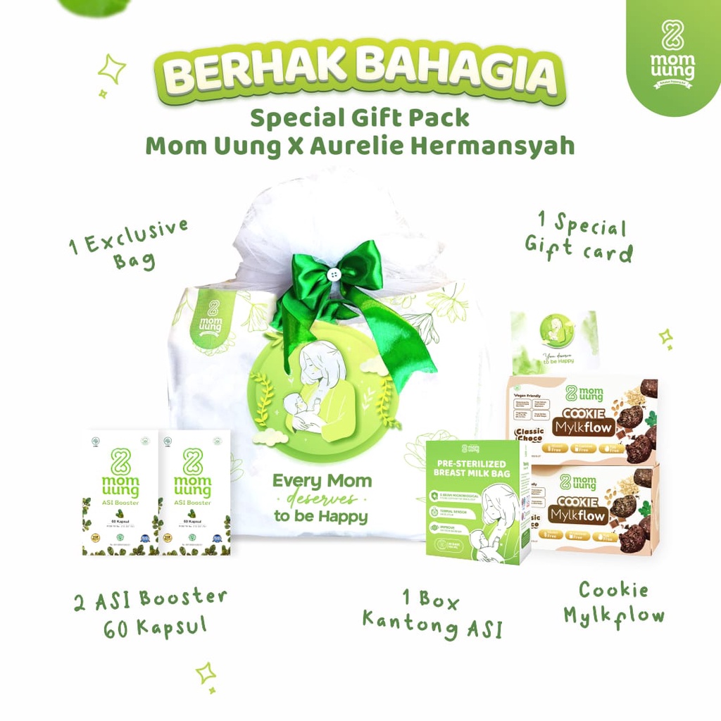 Mom Uung Special Gift Pack Berhak Bahagia / Paket Menyusui / ASI Booster / Cookie Pelancar ASI Choco