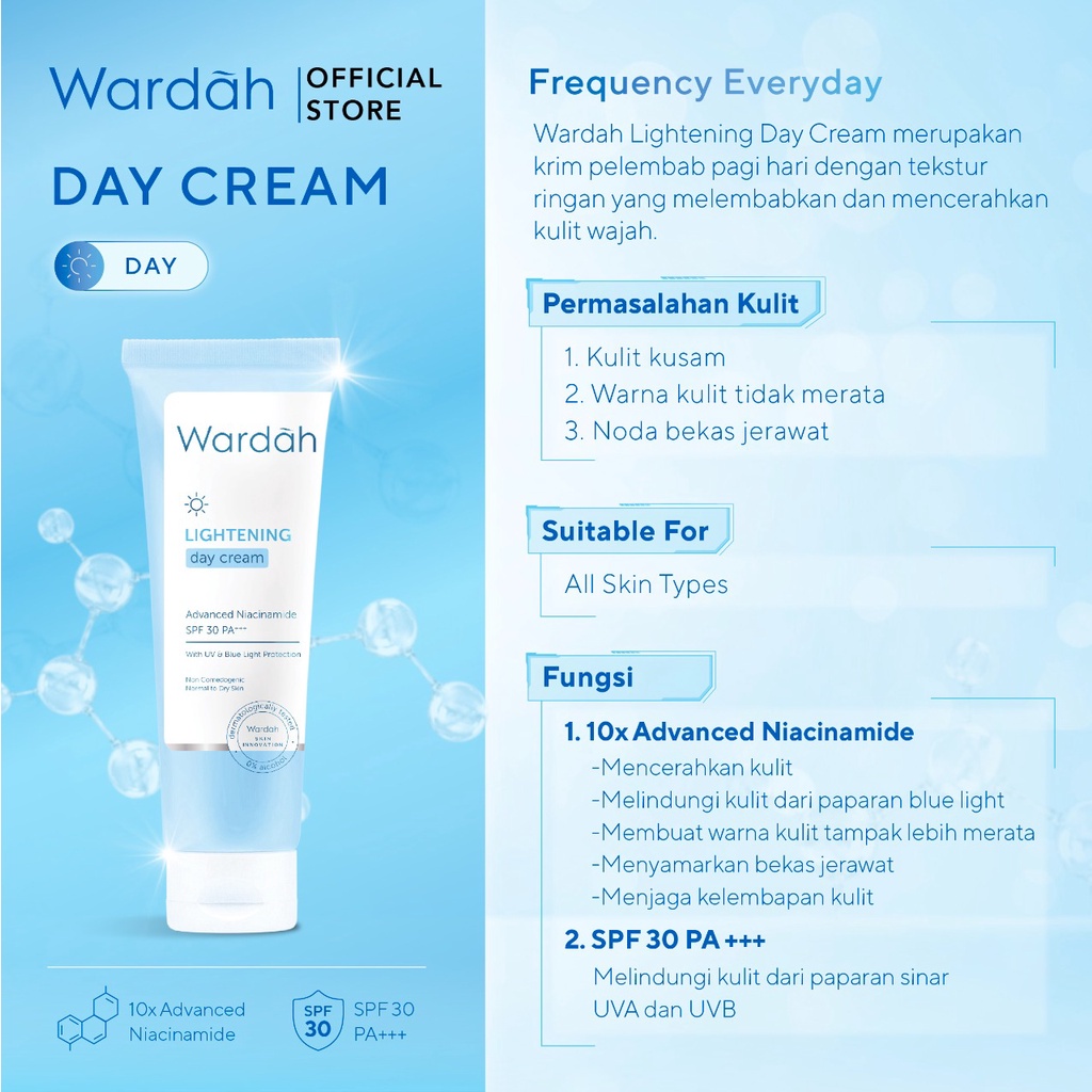 Wardah Lightening Day Cream Advanced Niacinamide - cream siang wardah 20 gr 30 gr