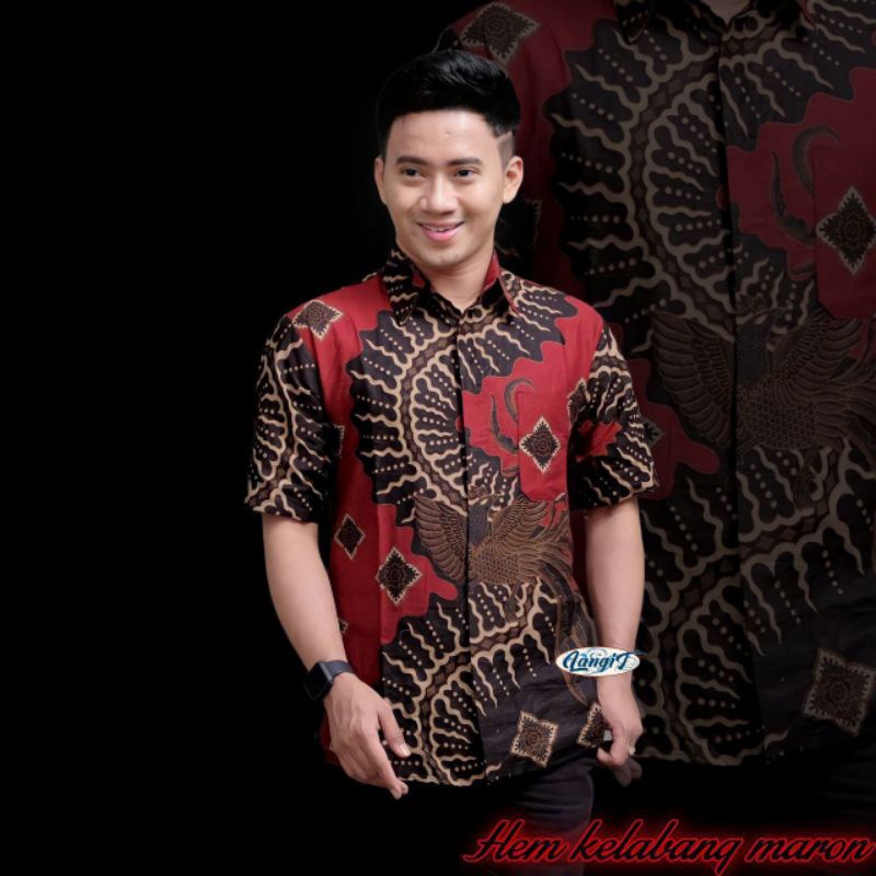 Couple Batik Ayah Dan Anak Laki-laki // Kemeja Batik Pria Dewasa Dan Anak Cowok Motif klabang merah /Warna Hitam Motif Klabang merah/couple jumbo