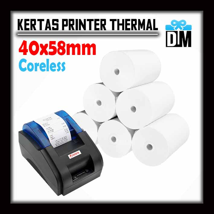 

Kertas Struk Bill Bon Belanja Thermal 58mm 60mm Coreless Tanpa Pipa Full Kertas