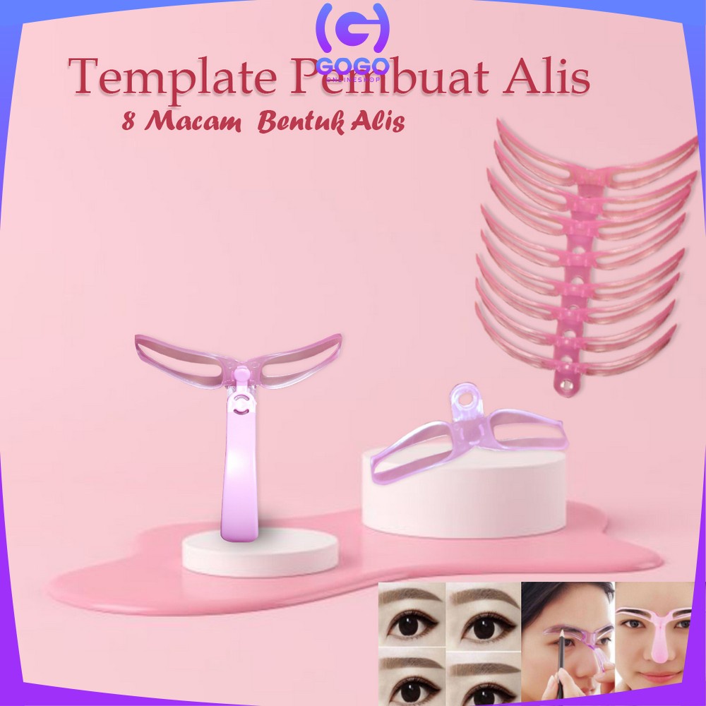 GOGO-K49 Cetakan Alis 8 IN 1 Wanita Eyebrow Template Alat Cetakan Alis Korea Delapan Model / Alat Cetak Gambar Alis