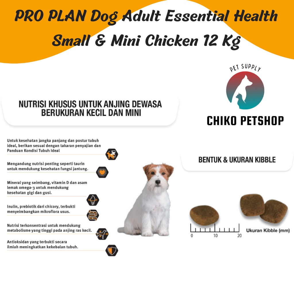 PRO PLAN Dog Adult Essential Health Small &amp; Mini Chicken 12 Kg - Grab