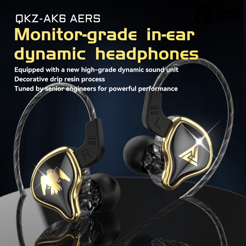 (VNEP) (Berkabel) QKZ AK6 Ares Earbud Line Control dengan Mikrofon 3.5mm Clear Sound In-ear Sports Earphone untuk Komputer