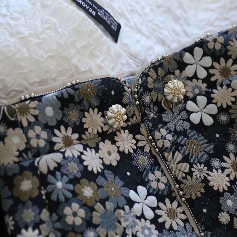 High Waist Embossed Floral Teenager Skirt with Beads Detail ( Rok 3D Bunga Remaja )